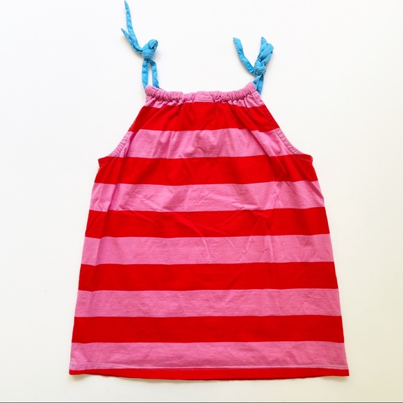 Hannah Andersson Girls Striped Cotton Dress Red Pink 8 - Picture 4 of 4